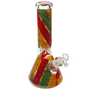 Glass Bong Tree Glass 12" Beaker Rasta Decal